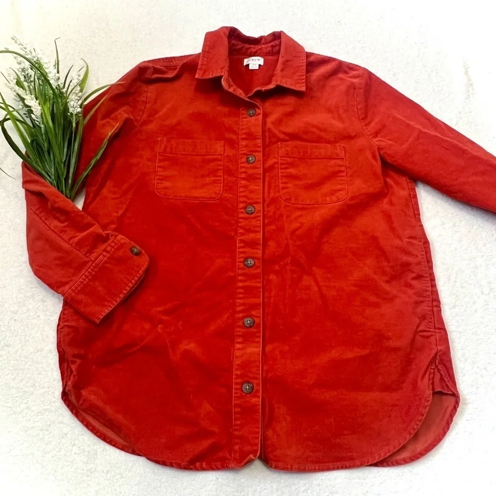 J. Crew Burnt Orange Corduroy Shirt Jacket (Shacket) - XS